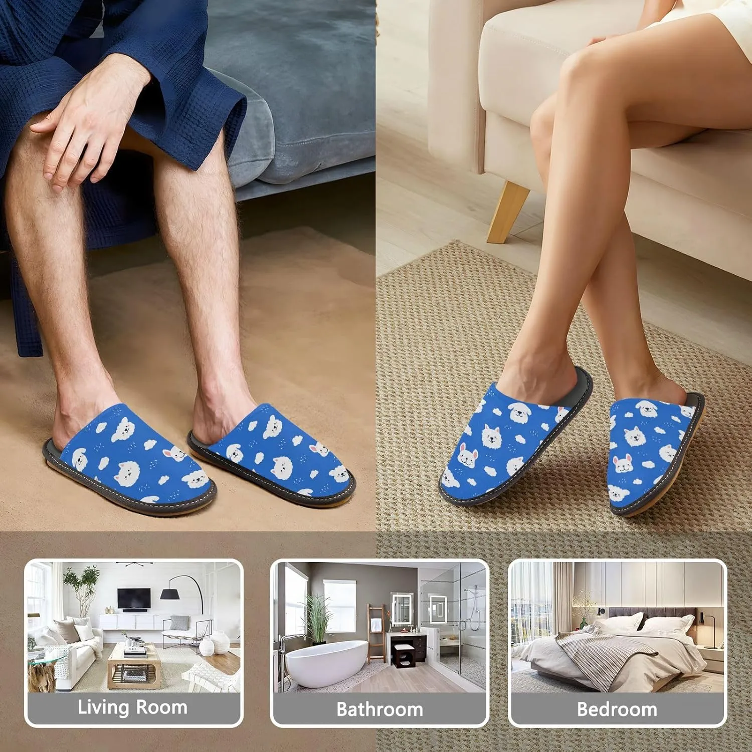 Spa Slippers Indoor House Fuzzy Slippers Soft Memory Foam Non-Slip Home Slipper Winter Shoes For Bedroom Hotel Travel 4-11