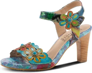 Spring Step L'Artiste Women's Gardena Quarter Strap Sandal Blue Multi EU 40 / US 9