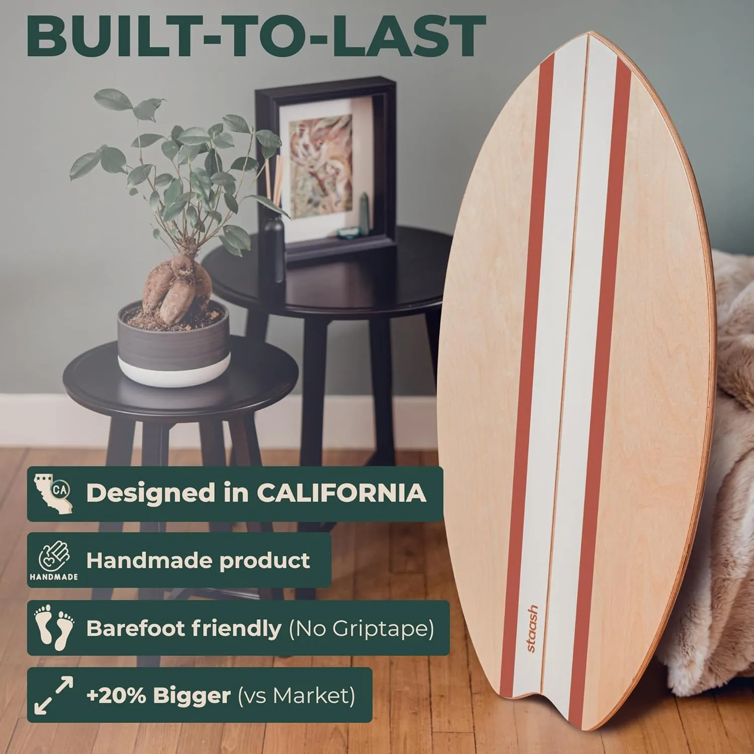 STAASH® Balance Board – Starter (Board   Roller) or Full Kit (w/Mat, Ball & Disc) – Core Balance Trainer for Fitness, Rehab, Surf – Free Coaching Videos