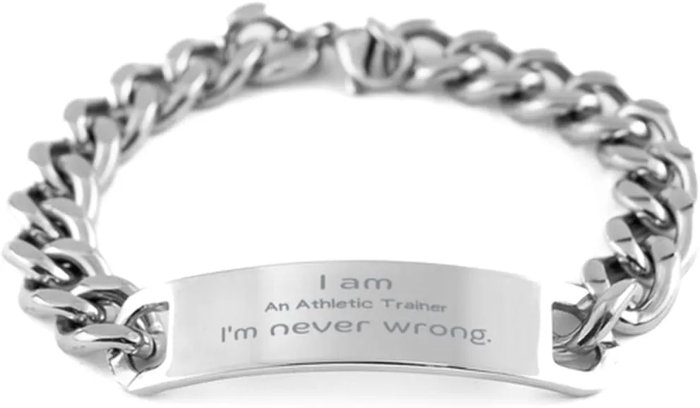 Stainless Steel Cuban Chain Bracelet Athletic Trainer Gifts Confidence Graduation Veterans Day Sports coach Unique Present for Him or Her