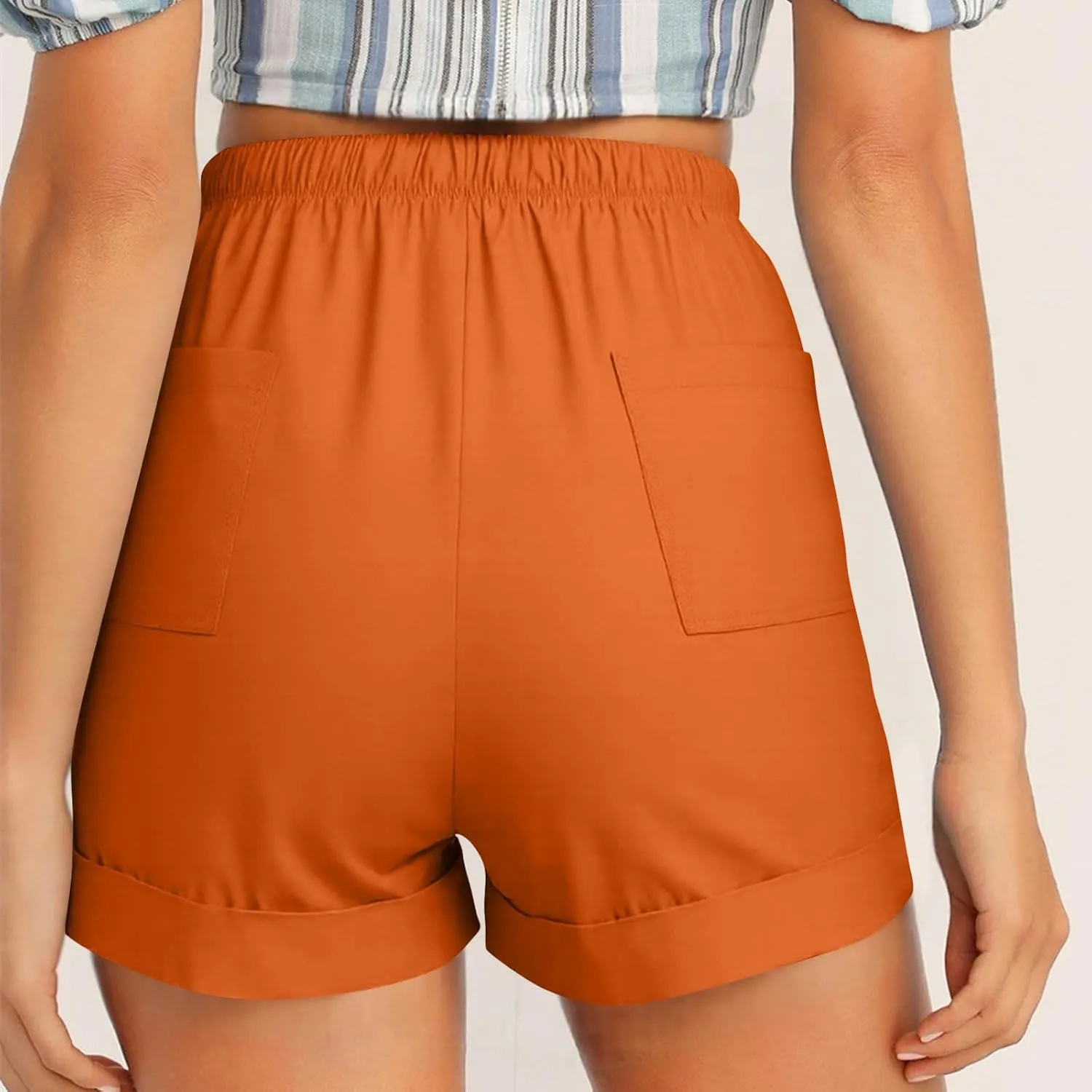 Summer Shorts for Women Plus Size Casual Elastic Waist Drawstring Short 5 Inch Inseam Beach Vacation Outfits