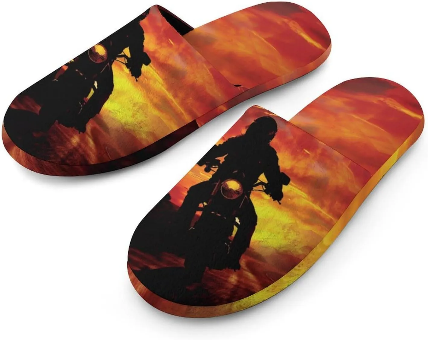 Sunset Motorcycle Passion Men's Slipper Non Slip Comfortable Winter Warm Home Shoes Indoor Slippers