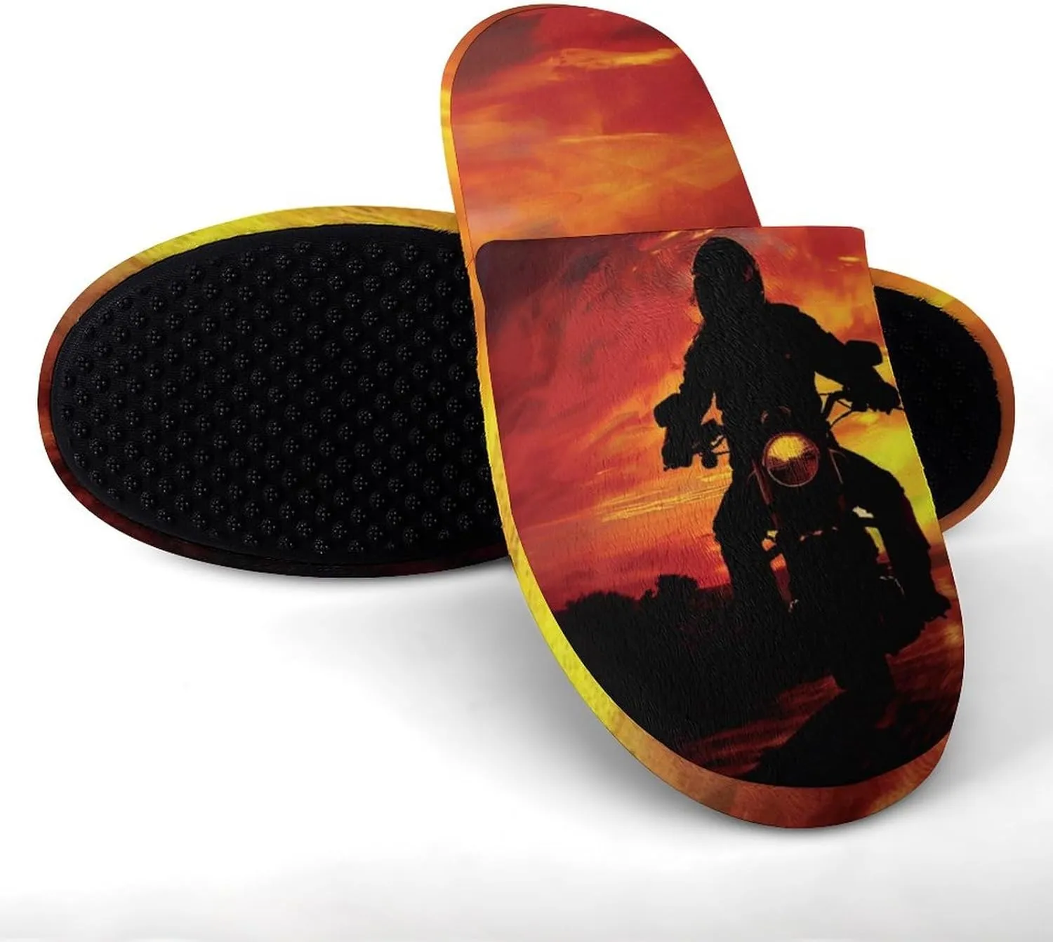Sunset Motorcycle Passion Men's Slipper Non Slip Comfortable Winter Warm Home Shoes Indoor Slippers