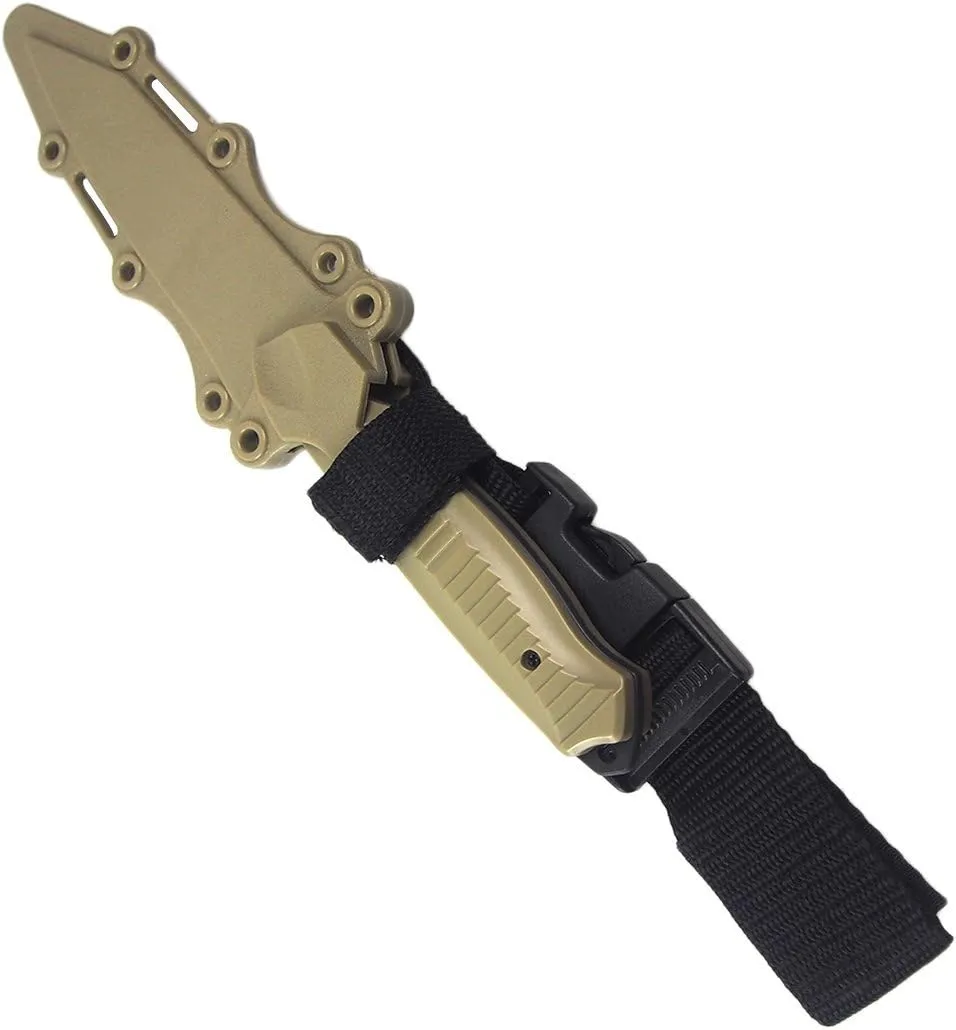 Tactical Rubber Trainer Knife Combat Bayonet with Scabbard/Sheath (Tan 2)