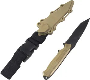 Tactical Rubber Trainer Knife Combat Bayonet with Scabbard/Sheath (Tan 2)