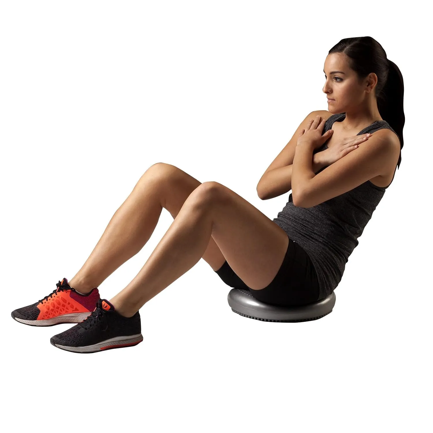 THERABAND Stability Disc for Balance Training, Pre-Inflated Balance Trainer, Round Core Cushion for Office Chair, Round Sport Stability Trainer, Physical Therapy Equipment to Improve Posture, Silver