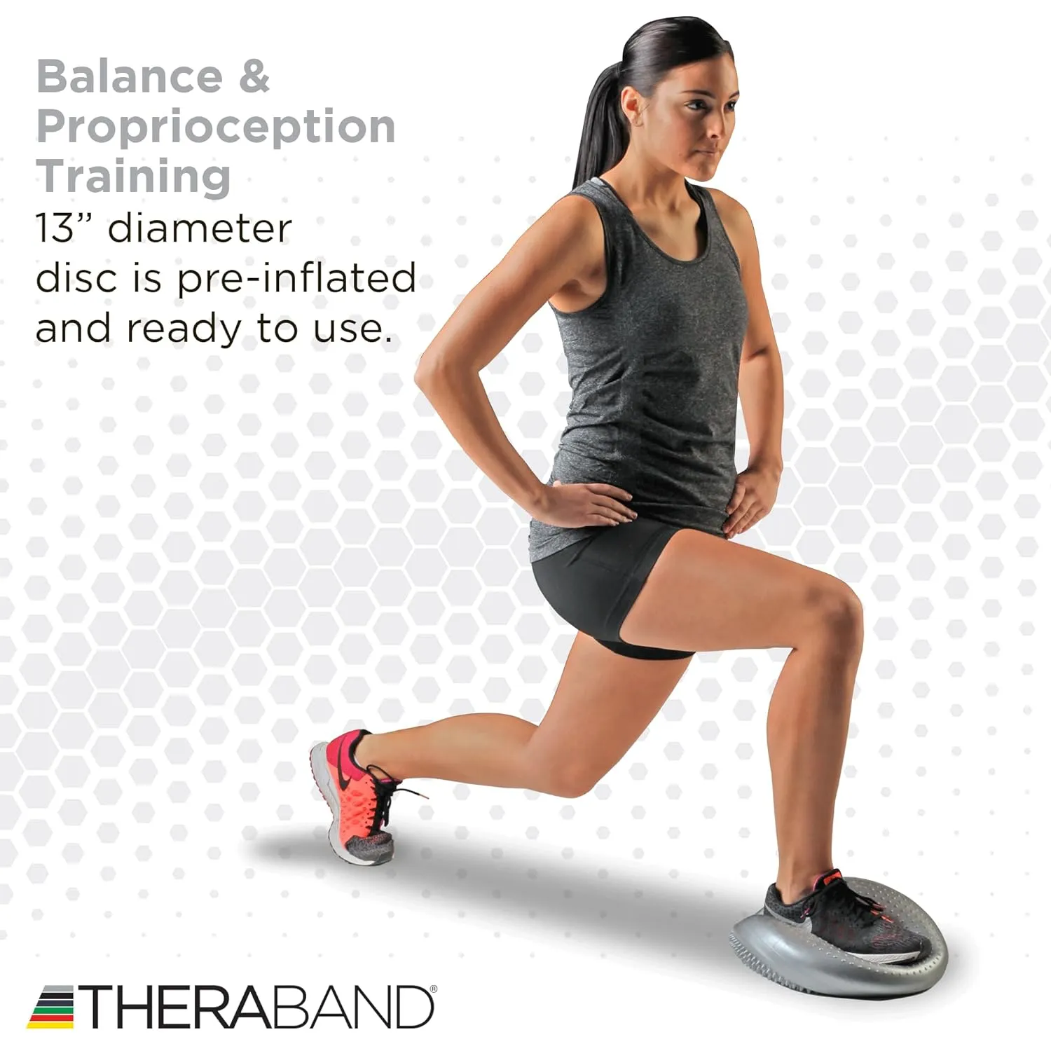 THERABAND Stability Disc for Balance Training, Pre-Inflated Balance Trainer, Round Core Cushion for Office Chair, Round Sport Stability Trainer, Physical Therapy Equipment to Improve Posture, Silver