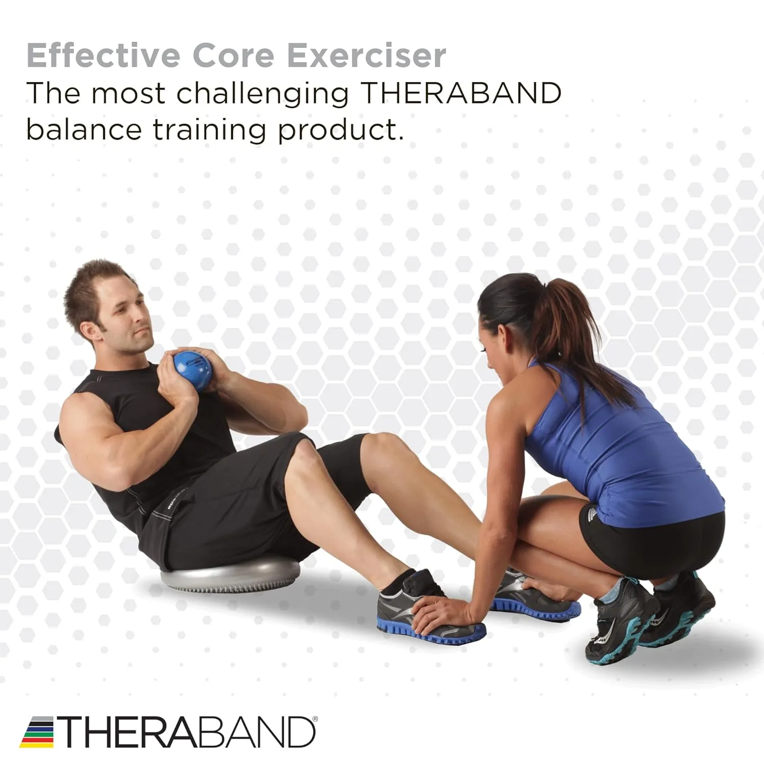 THERABAND Stability Disc for Balance Training, Pre-Inflated Balance Trainer, Round Core Cushion for Office Chair, Round Sport Stability Trainer, Physical Therapy Equipment to Improve Posture, Silver