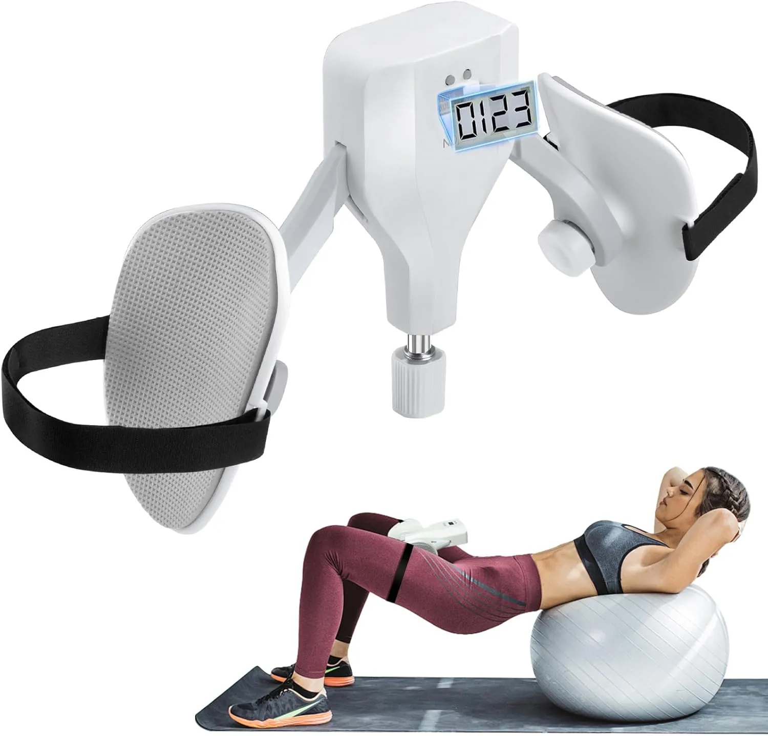 Thigh Master Hip Trainer with Adjustable Resistance from 0-110lbs, Inner Thigh Exerciser,Kegel Exercise, Pelvic Floor Exercise Devices with a Counter and Leg Straps, Suitable for Both Men and Women