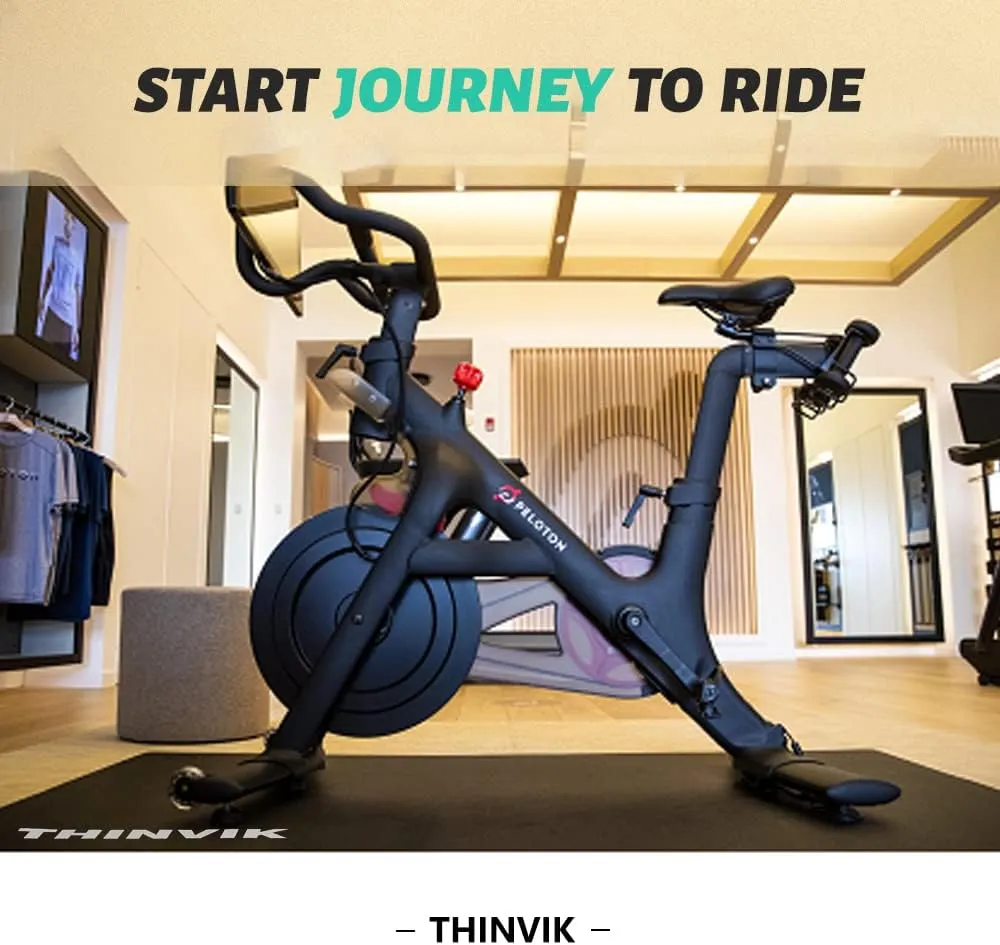 Thinvik Bike Mat for Peloton Spinning Bike & Wahoo Kickr 30×60in /30×72in Bicycle Trainer Mat for Cycleops Rowe Indoor Cycling Exercise Stationary Bike mat with Stone Texture 4mm/6mm Thickness