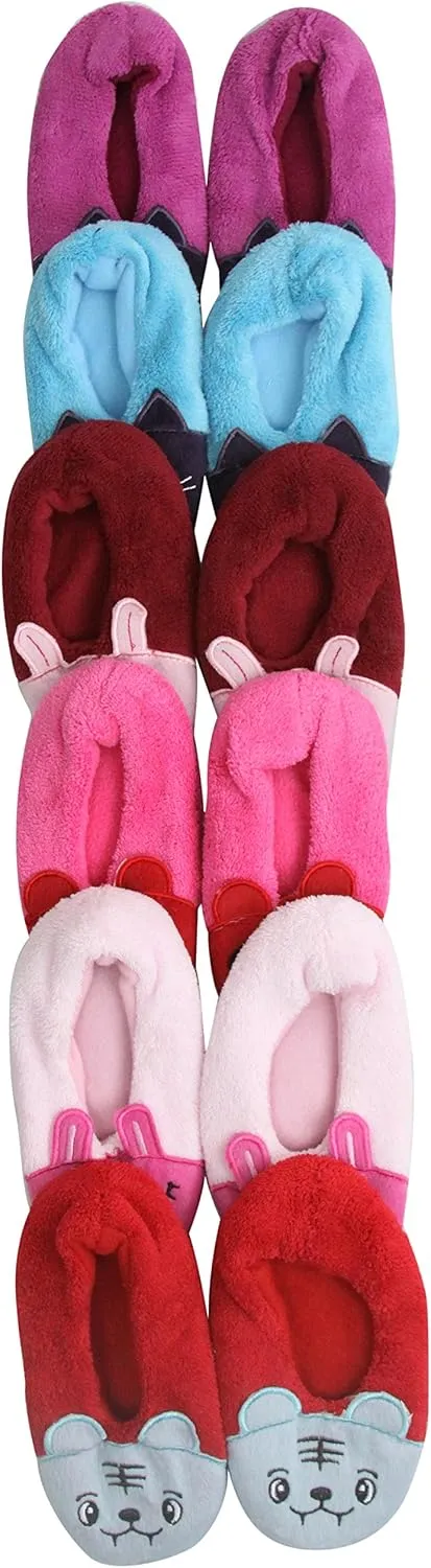 ToBeInStyle Women's Pack of 6 Heathered Bottom Grip Slipper Shoes