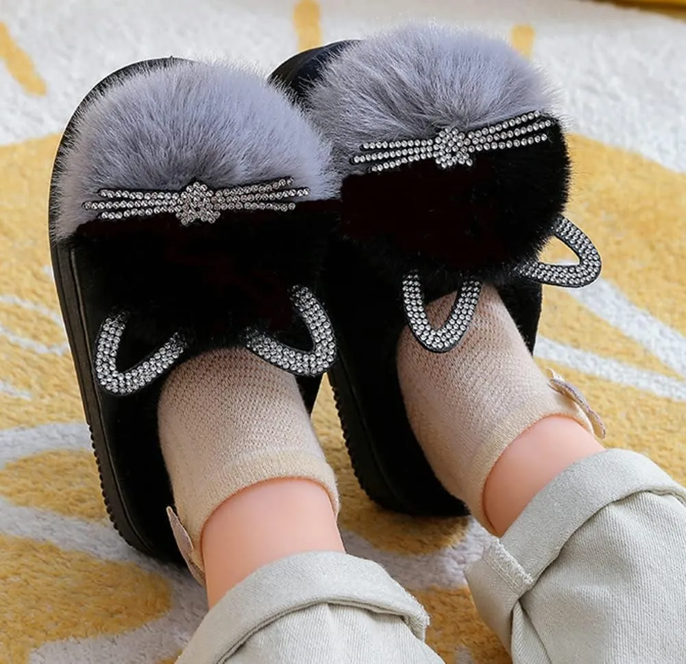 Toddler Cute Cat House Slippers - Fuzzy Winter Warm Soft House Shoes for Girls