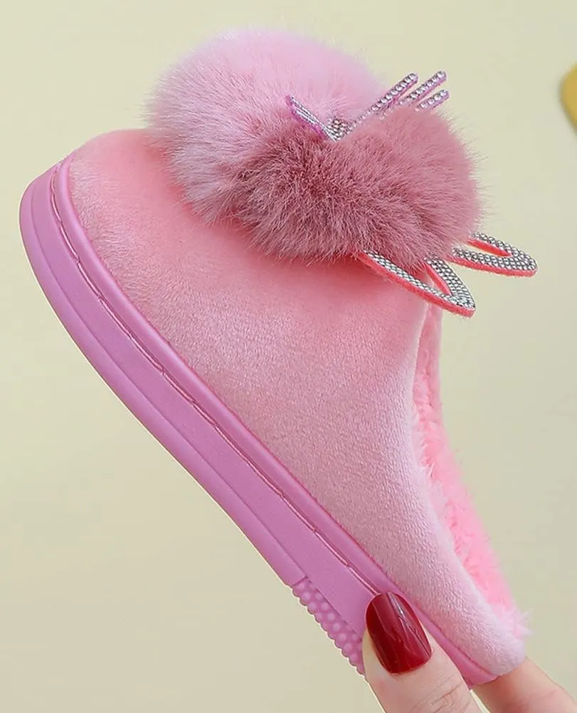 Toddler Cute Cat House Slippers - Fuzzy Winter Warm Soft House Shoes for Girls