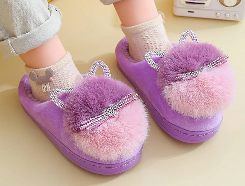 Toddler Cute Cat House Slippers - Fuzzy Winter Warm Soft House Shoes for Girls
