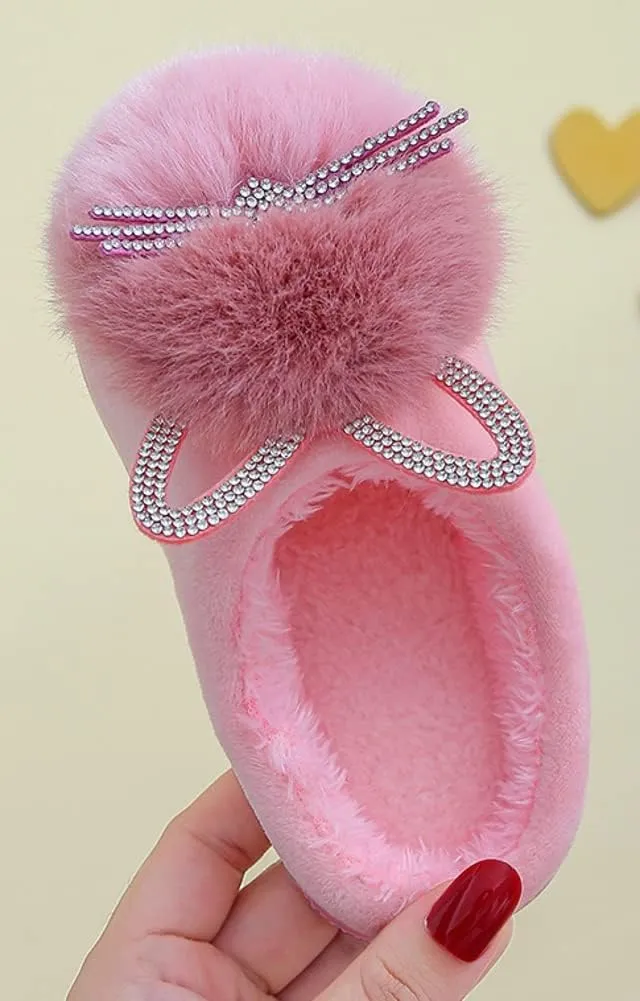 Toddler Cute Cat House Slippers - Fuzzy Winter Warm Soft House Shoes for Girls