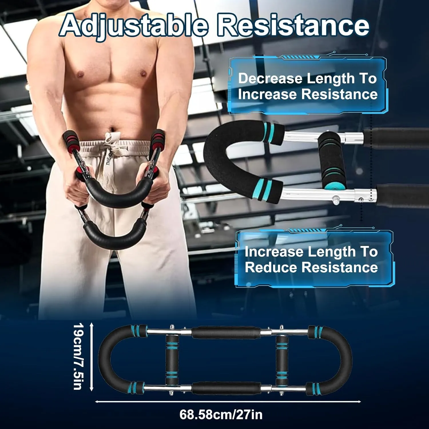 Twister Arm Trainer, 60-110 Lb Adjustable Chest Workout Equipment, Twister Arm Exerciser Shoulder Muscle Training Portable Removable Design for Home Fitness
