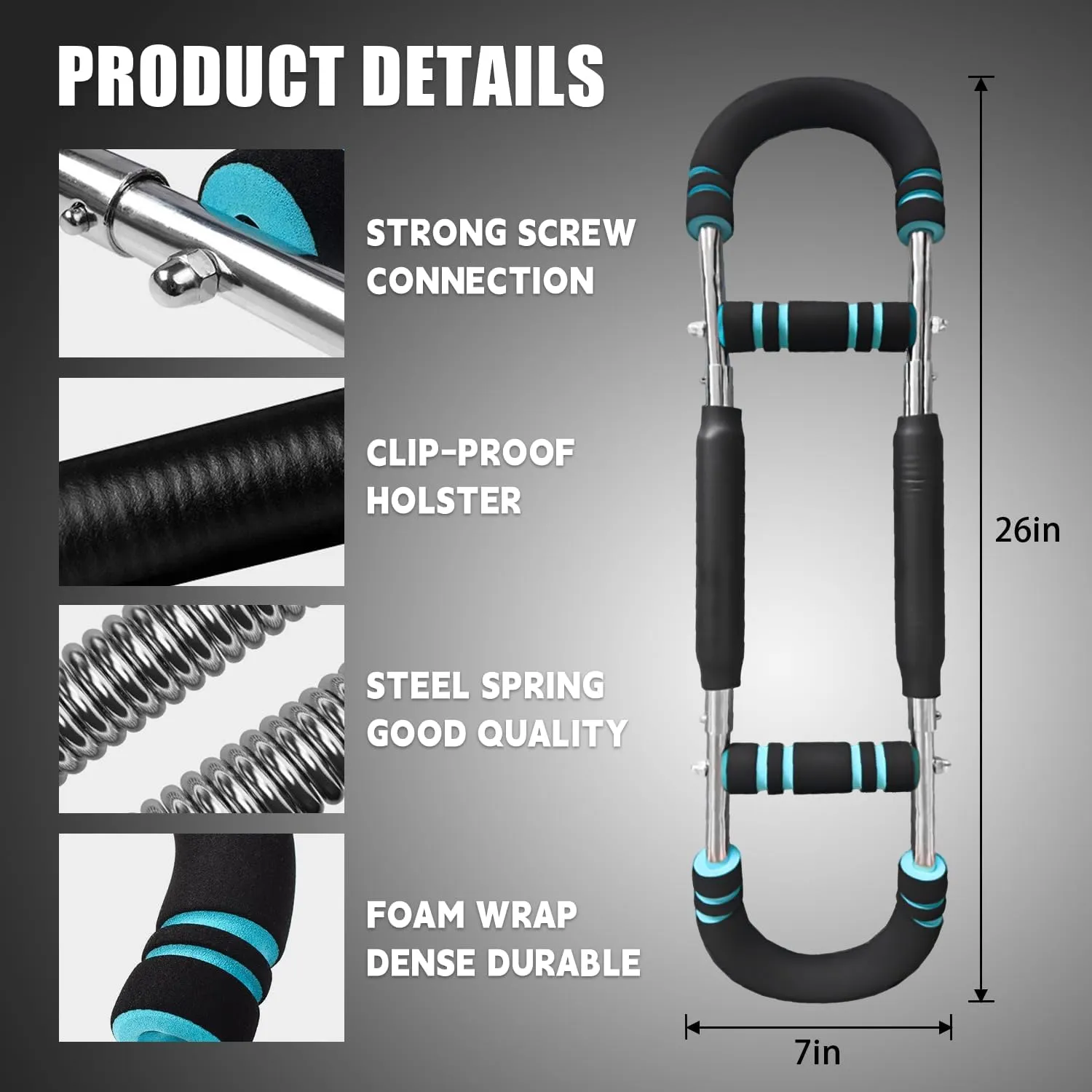 Twister Arm Trainer, Adjustable Spring Workout Bar, Forearm Triceps Chest Enhanced Exercise Strengthener, Arm Trainer 60-100lb, Portable Power Twister Bar, Portable Home Fitness Equipment