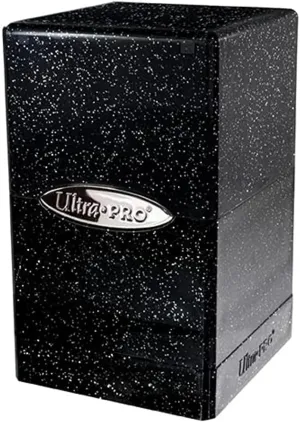 Ultra PRO Satin Tower 100  Deck Box Glitter Black - Snap-fit Locking Mechanism - Securely Store Pokemon Cards, Magic the Gathering, Baseball Cards - Durable Case for Trading Cards, MTG, One Piece Fans
