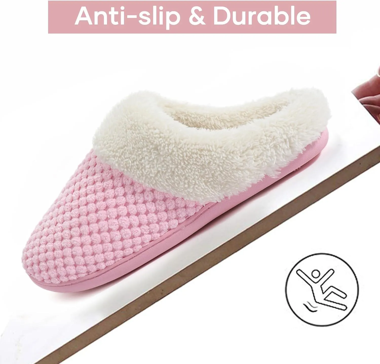 ULTRAIDEAS Women's Lamb-hug Comfy Fleece House Slippers Memory Foam, Slip-on House Shoes Indoor Outdoor