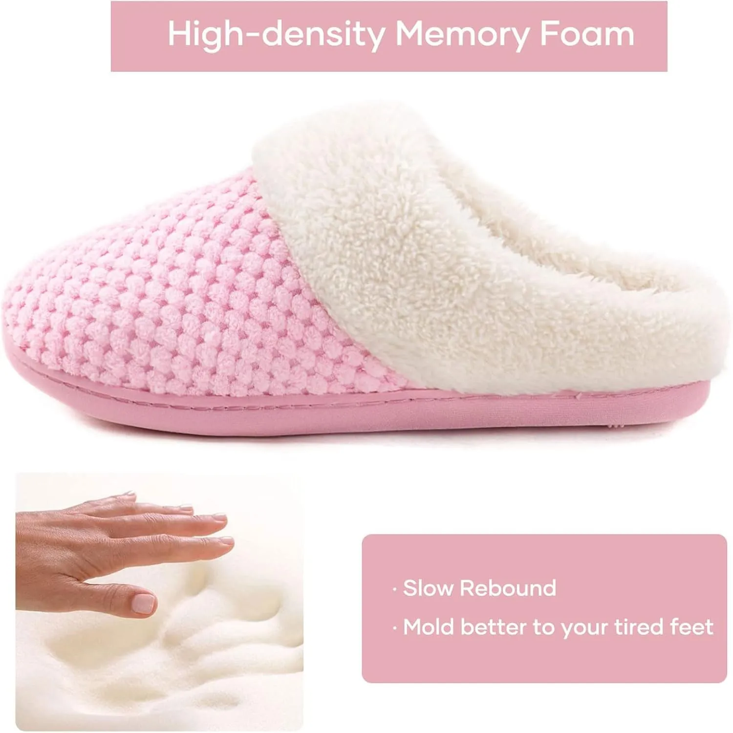 ULTRAIDEAS Women's Lamb-hug Comfy Fleece House Slippers Memory Foam, Slip-on House Shoes Indoor Outdoor