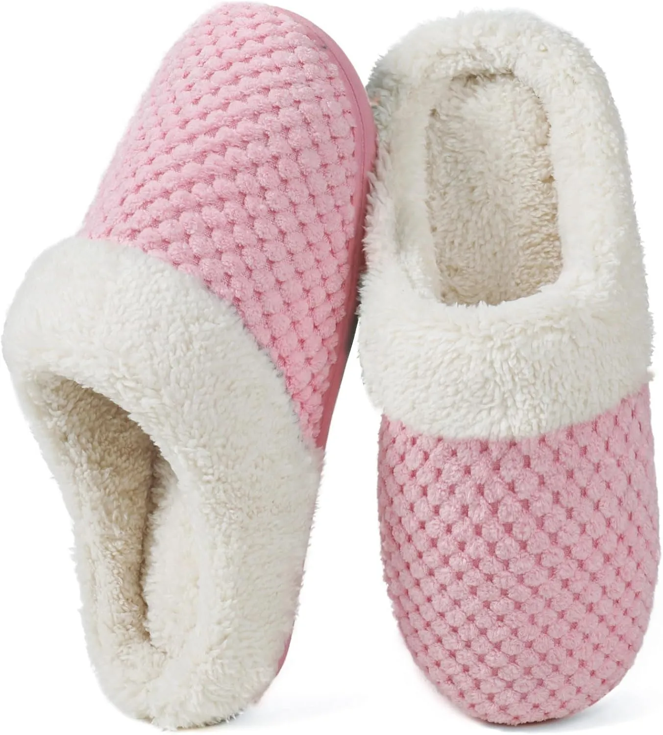 ULTRAIDEAS Women's Lamb-hug Comfy Fleece House Slippers Memory Foam, Slip-on House Shoes Indoor Outdoor