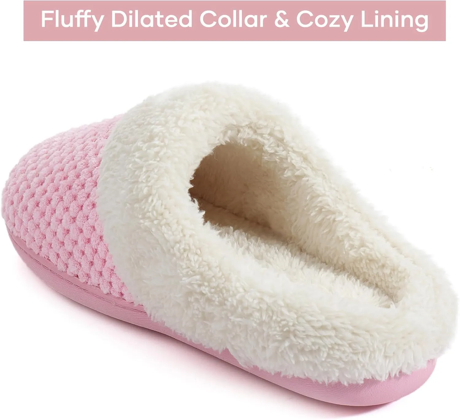 ULTRAIDEAS Women's Lamb-hug Comfy Fleece House Slippers Memory Foam, Slip-on House Shoes Indoor Outdoor