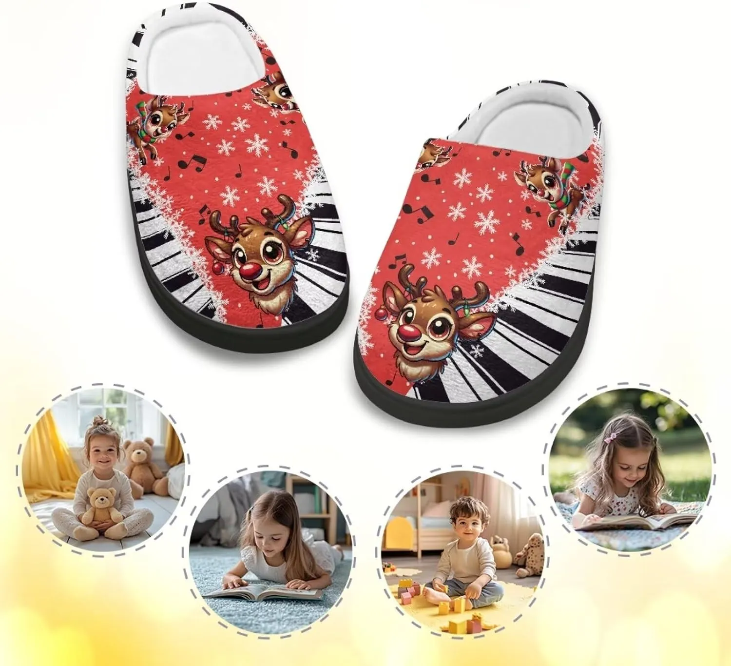 Unisex Kids Cute Cotton Slipper Winter Slipper Cozy Warm Plush Slipper Indoor Shoes Non-Slip Fleece Slipper US 9-15