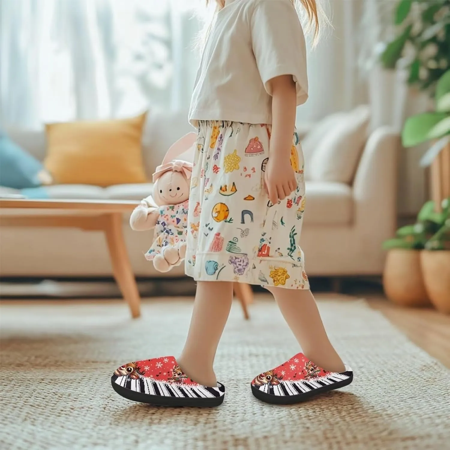 Unisex Kids Cute Cotton Slipper Winter Slipper Cozy Warm Plush Slipper Indoor Shoes Non-Slip Fleece Slipper US 9-15