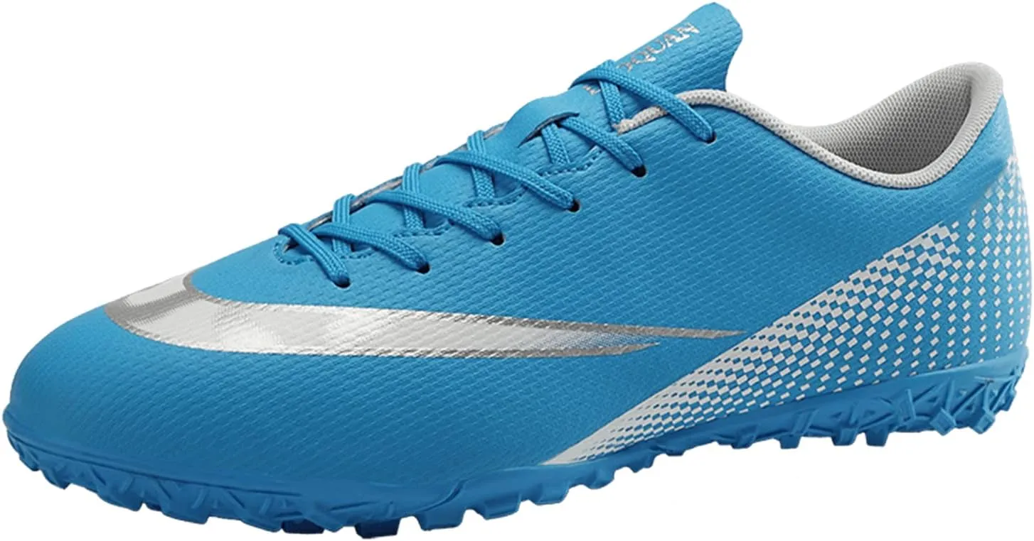 Unisex Soccer Sneakers are Lightweight, Breathable, Non-Slip and Shock-Absorbing for Turf Indoor and Hard Soles TF/AG. Blue