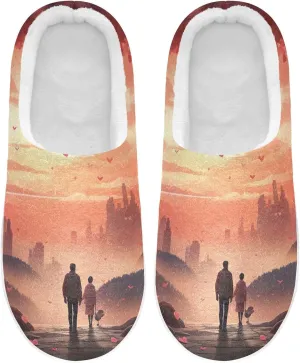 Valentine's Day Red Heart Couple Slippers for Women Men Indoor Slippers Memory Foam Fuzzy Slippers House Shoes for Indoor Outdoor Size 6/7 214a5400