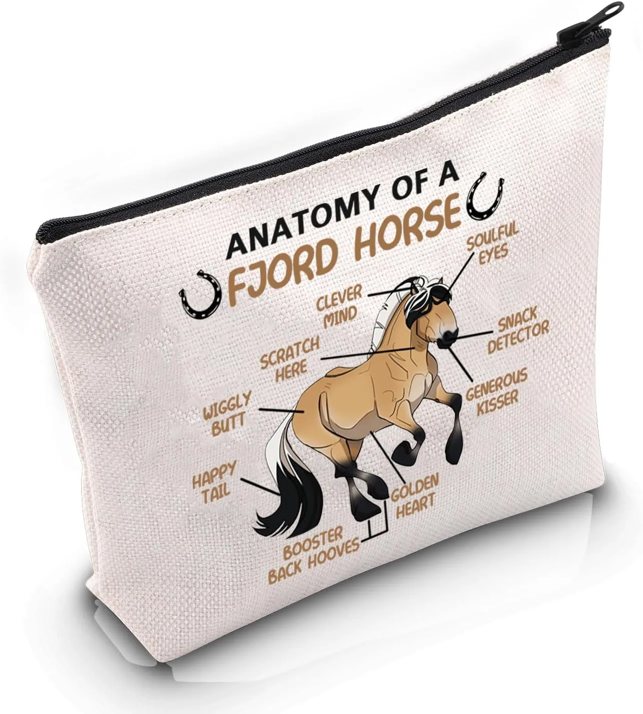 VAMSII Fjord Horse Lover Gift Anatomy of a Fjord Horse Makeup Bag Fjord Lover Cosmetic Bag Fjord Owner Gift (Anatomy of a Fjord Horse M)