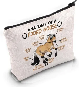 VAMSII Fjord Horse Lover Gift Anatomy of a Fjord Horse Makeup Bag Fjord Lover Cosmetic Bag Fjord Owner Gift (Anatomy of a Fjord Horse M)