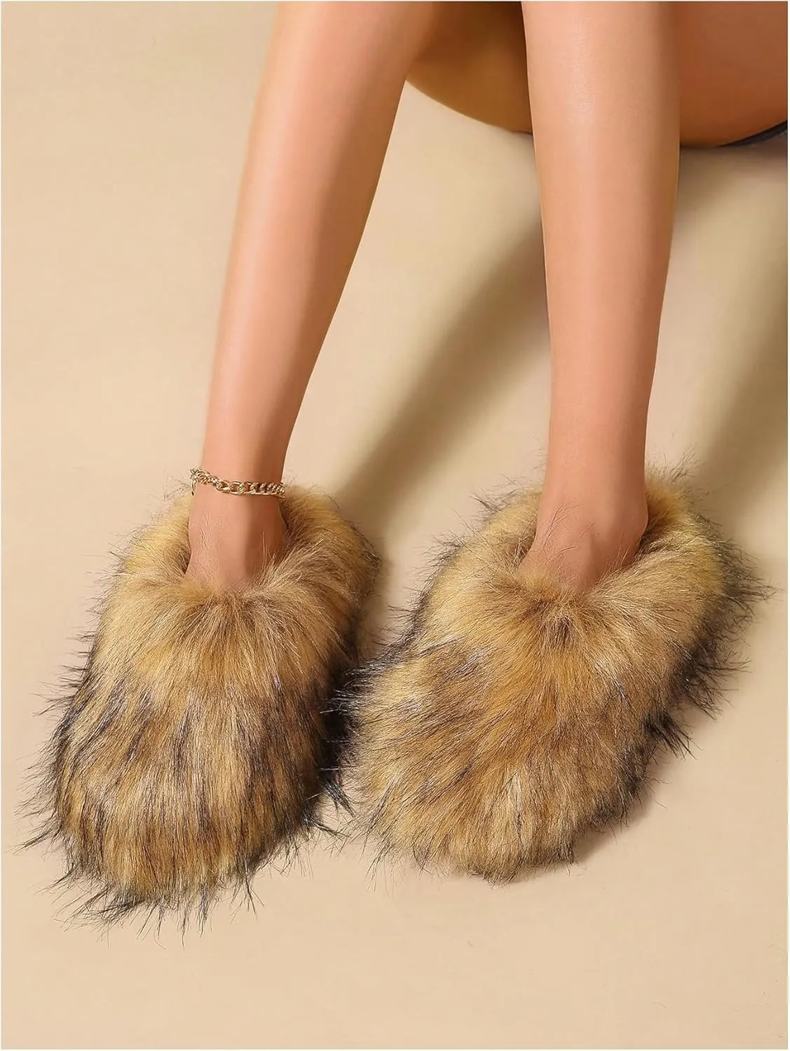 Verdusa Women's Furry Faux Fur House Slippers Warm Home Slipper Shoes