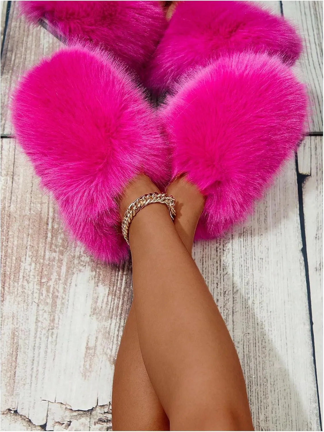 Verdusa Women's Furry Faux Fur House Slippers Warm Home Slipper Shoes