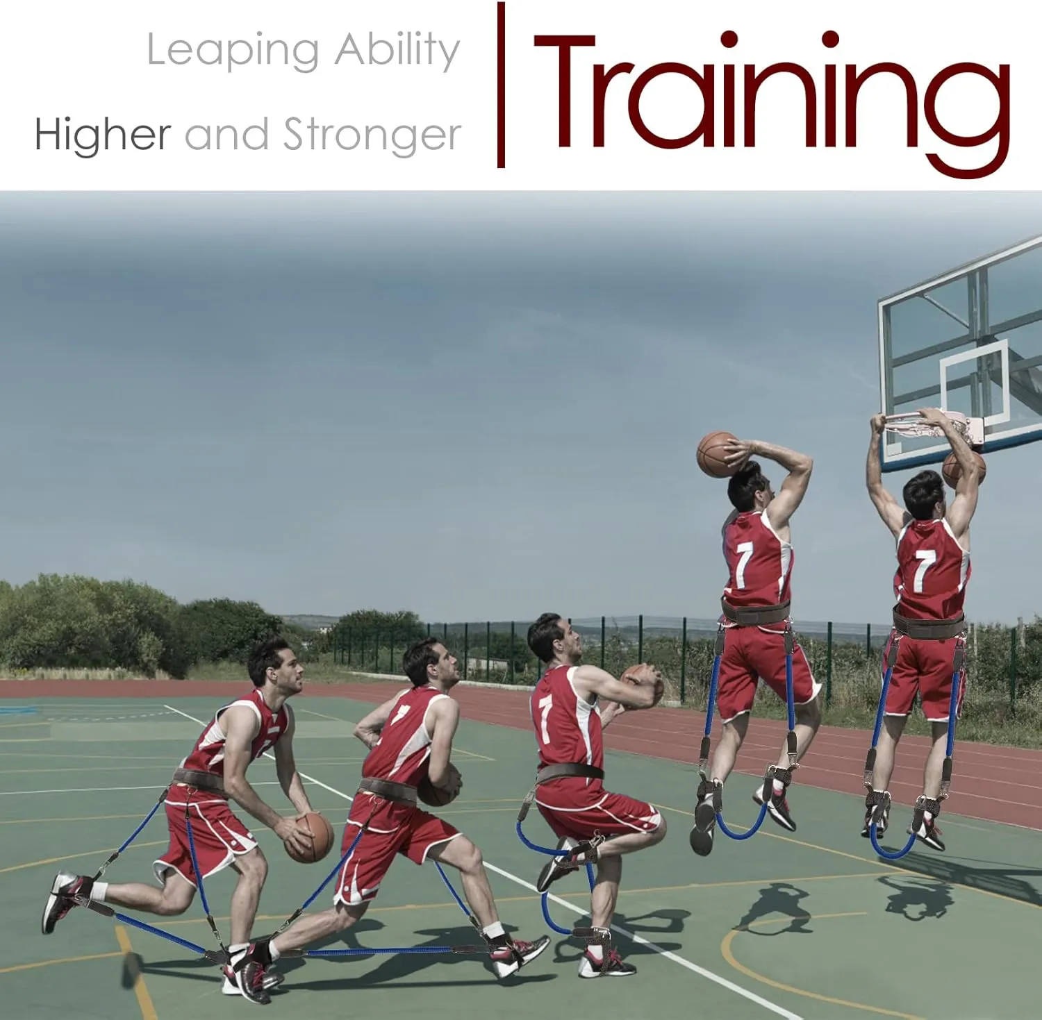 Vertical Jump Trainer Equipment Leg Bounce Trainer Device Speed and Agility Resistance Bands with Ankle Straps & Belt Leg Extension Machine for Boxing Basketball Football Tennis Fencing Training