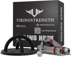 VIKINGSTRENGTH Ceiling Hook Mount Battle Rope Anchor for Suspension Straps Yoga Swing Brackets Resistance Trainer Wall Mount Anchor for Gymnastic Rings Boxing Equipment Heavy Bag