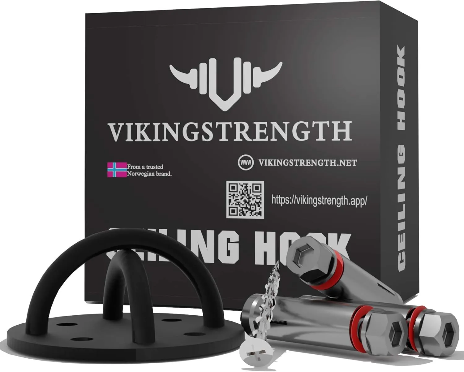 VIKINGSTRENGTH Ceiling Hook Mount Battle Rope Anchor for Suspension Straps Yoga Swing Brackets Resistance Trainer Wall Mount Anchor for Gymnastic Rings Boxing Equipment Heavy Bag