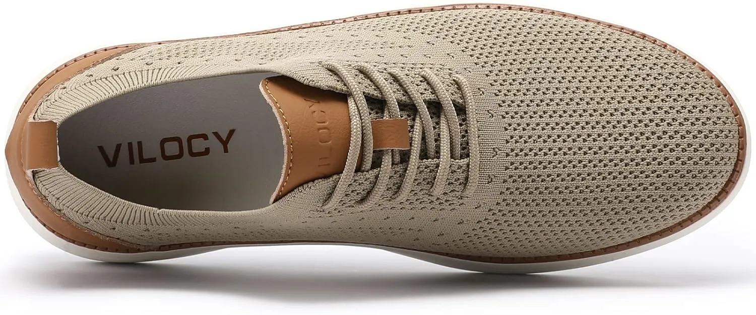 VILOCY Men's Casual Dress Sneakers Oxfords Business Mesh Breathable Walking Shoes Tennis Comfortable
