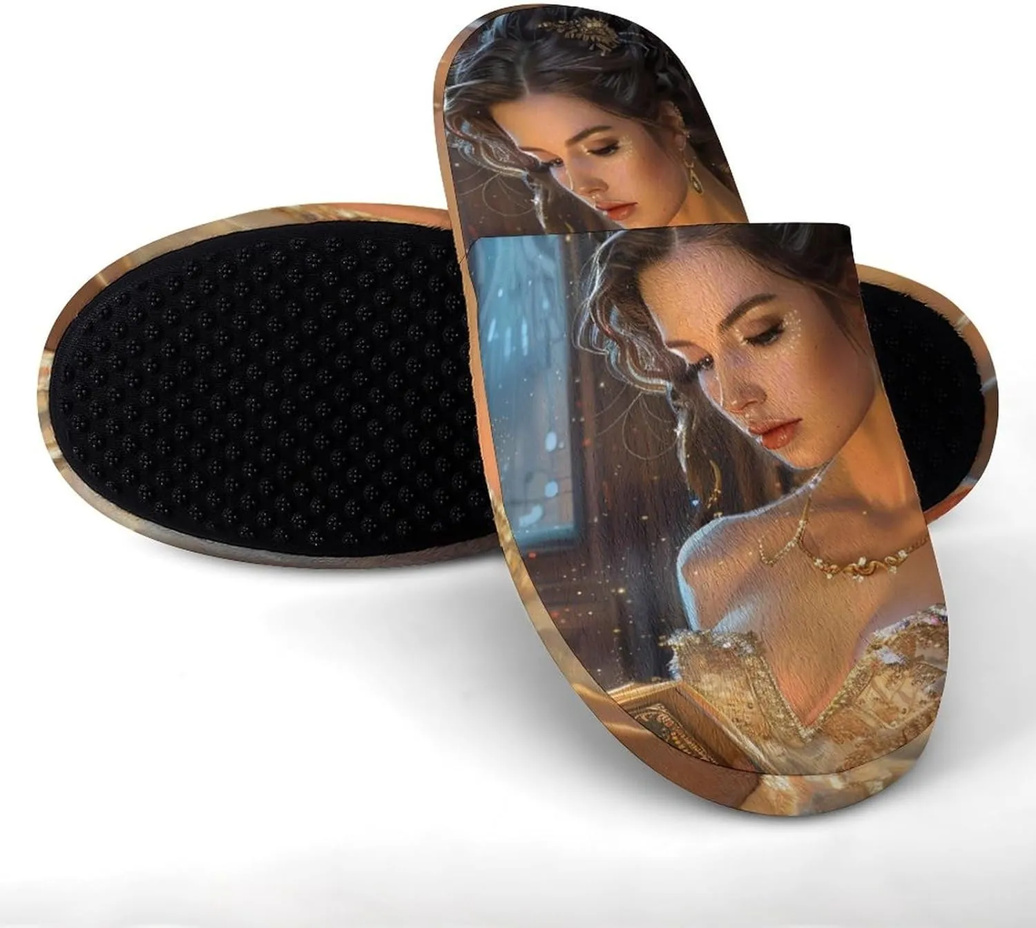 Vintage Victorian Woman Reading Women's Slippers Cute Warm House Shoes Home Slippers Spa Slippers Cotton Slippers