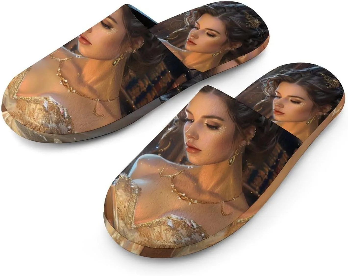 Vintage Victorian Woman Reading Women's Slippers Cute Warm House Shoes Home Slippers Spa Slippers Cotton Slippers