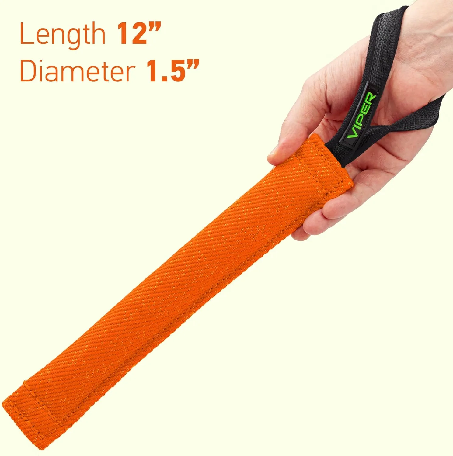 Viper Heavy Duty French Linen Dog Bite Tug Toy - K9 Trainer, Tough and Durable for Dogs Shutzhund IPO K-9 - Orange - 16in L x 2.5in W