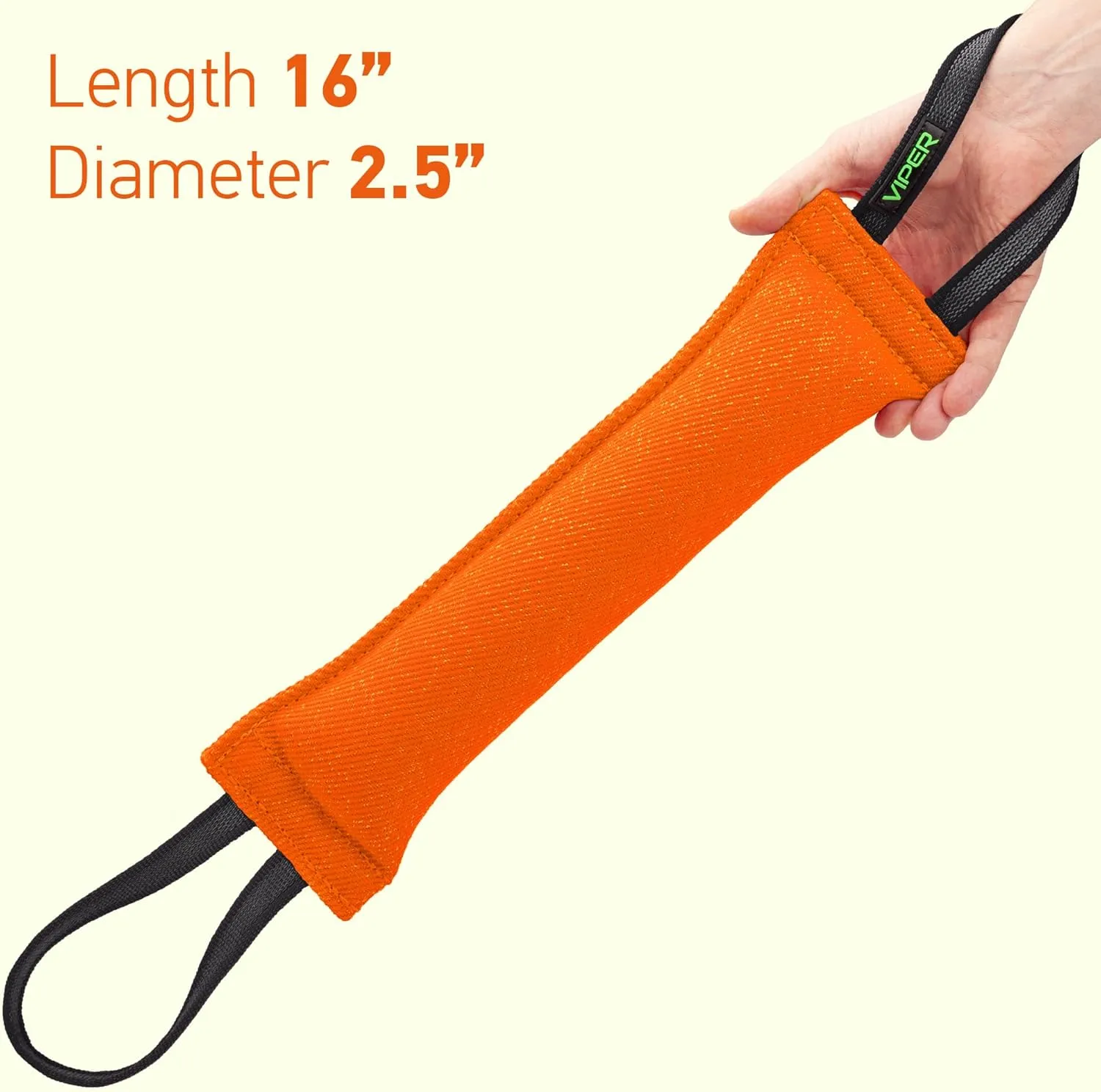 Viper Heavy Duty French Linen Dog Bite Tug Toy - K9 Trainer, Tough and Durable for Dogs Shutzhund IPO K-9 - Orange - 16in L x 2.5in W