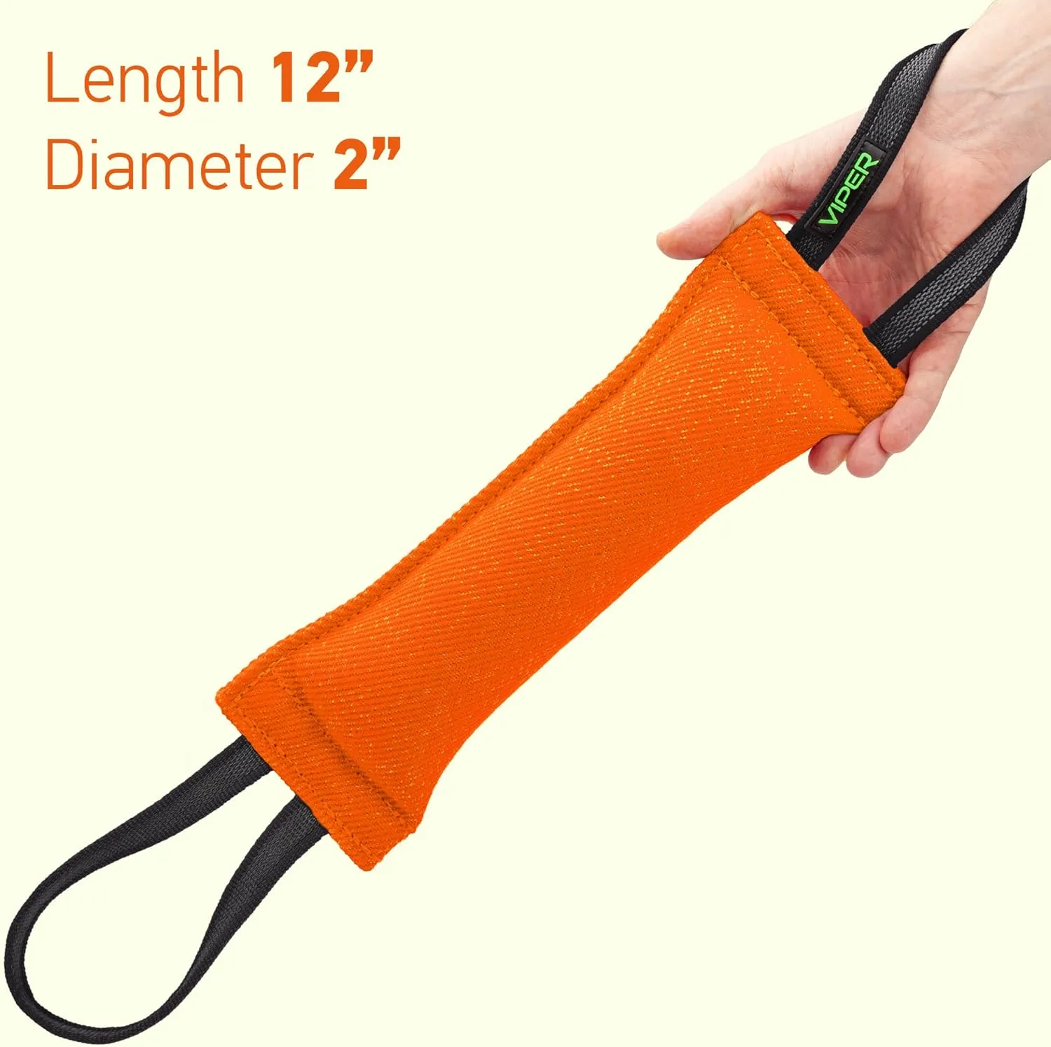 Viper Heavy Duty French Linen Dog Bite Tug Toy - K9 Trainer, Tough and Durable for Dogs Shutzhund IPO K-9 - Orange - 16in L x 2.5in W