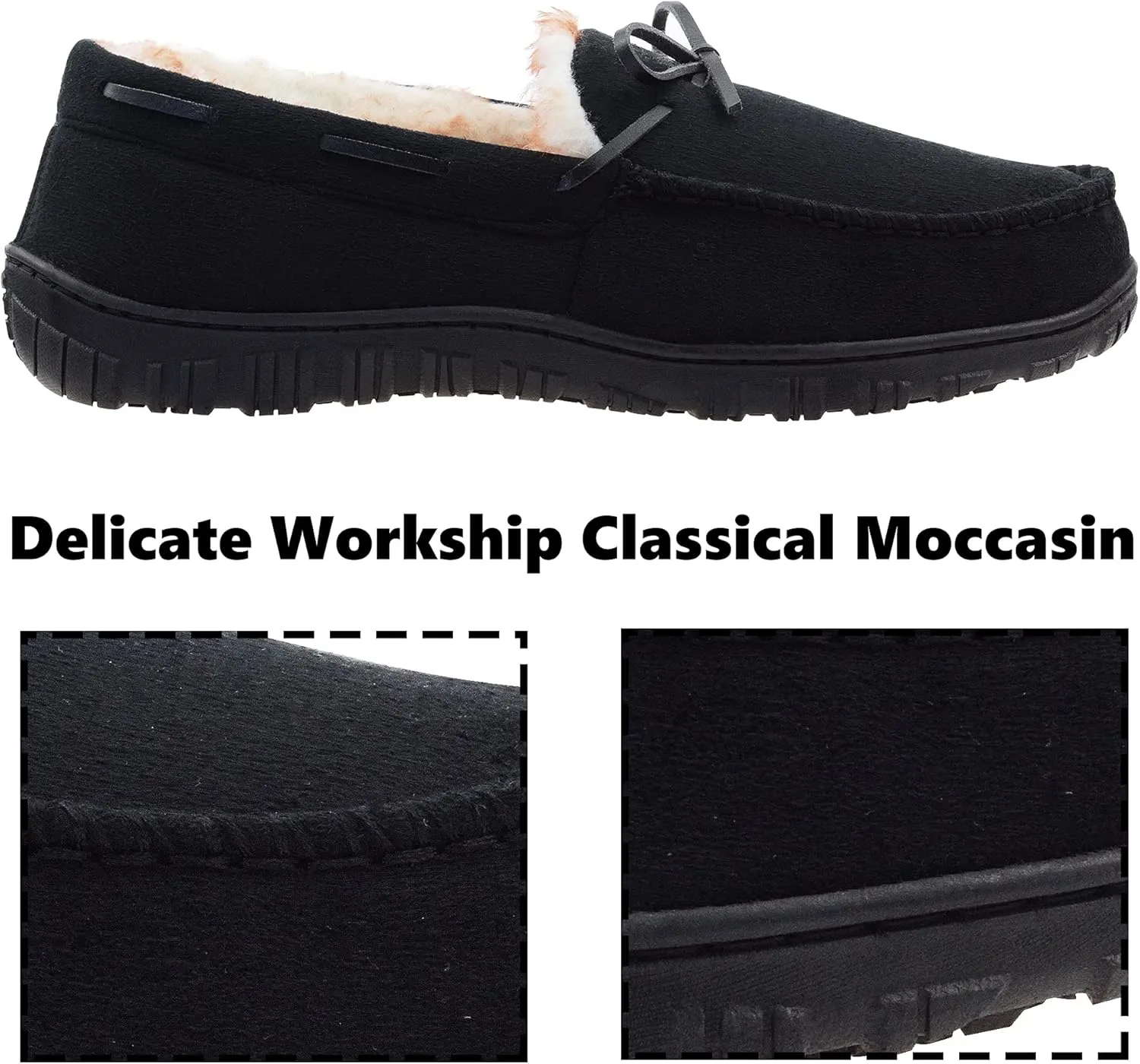 VLLy Mens Slippers Moccasins with Plush Lined Cozy House Bedroom Shoes for Men
