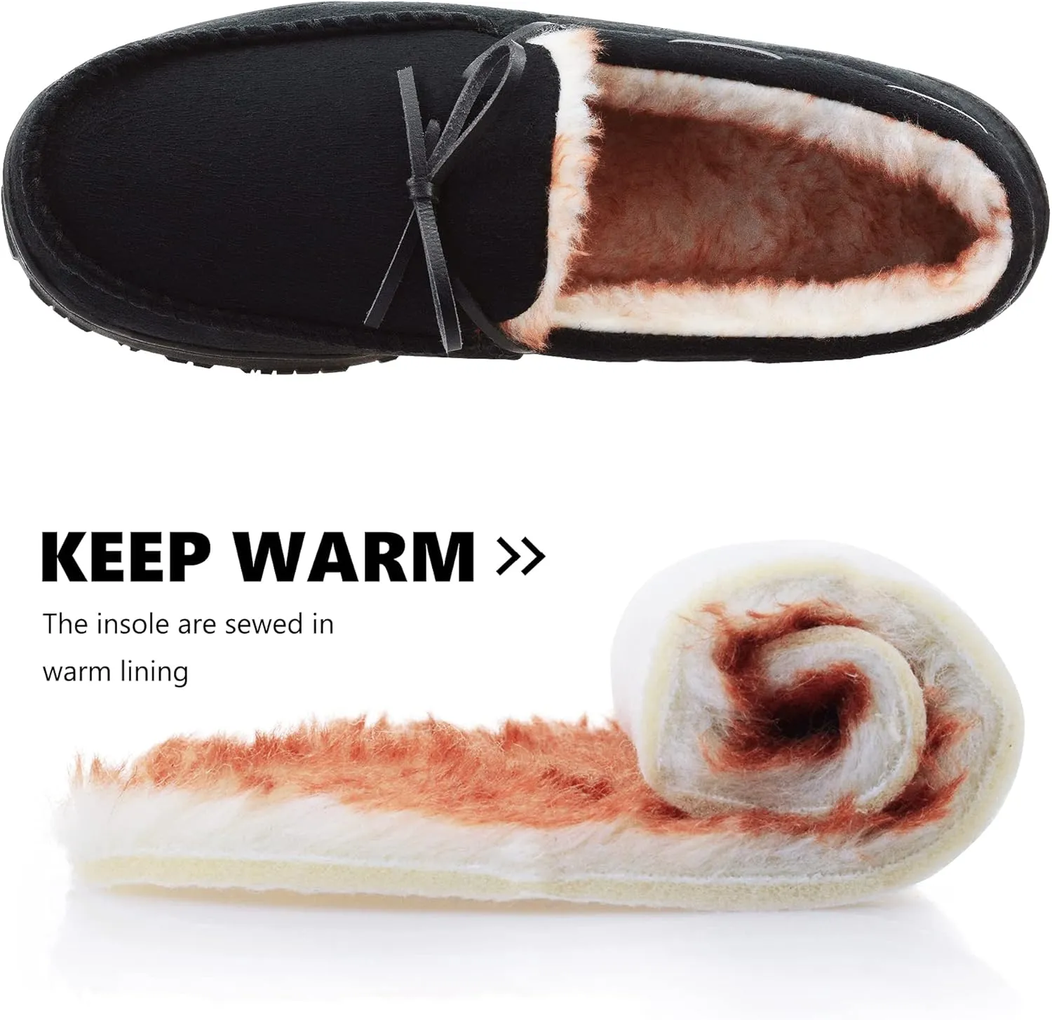 VLLy Mens Slippers Moccasins with Plush Lined Cozy House Bedroom Shoes for Men