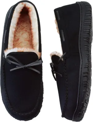 VLLy Mens Slippers Moccasins with Plush Lined Cozy House Bedroom Shoes for Men