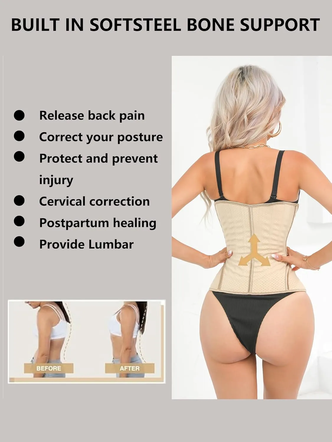 Waist Trainer Corset for Women Faja Body Shaper Latex Underbust Waist Cincher for Belly Fat Tummy Control