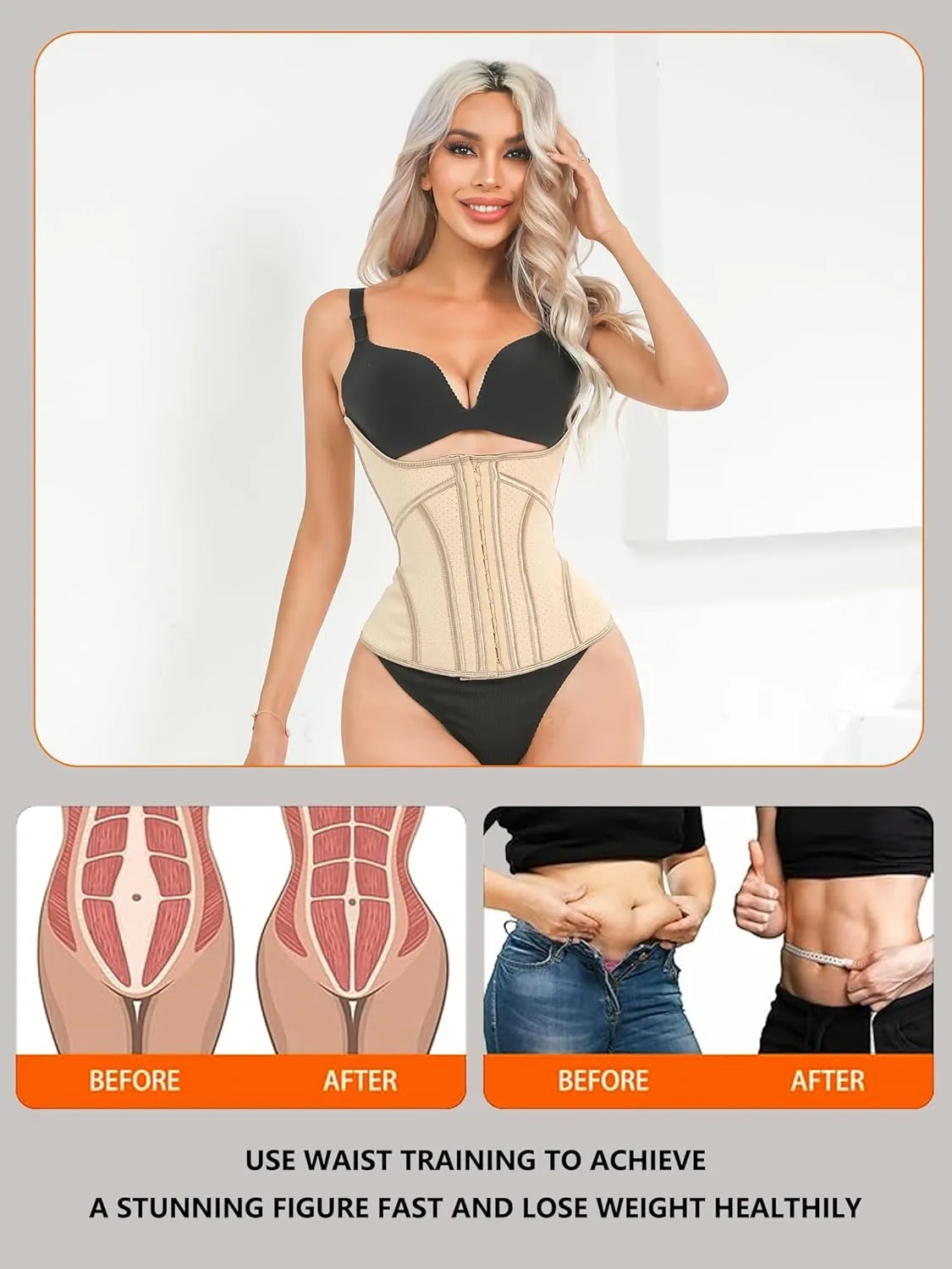Waist Trainer Corset for Women Faja Body Shaper Latex Underbust Waist Cincher for Belly Fat Tummy Control