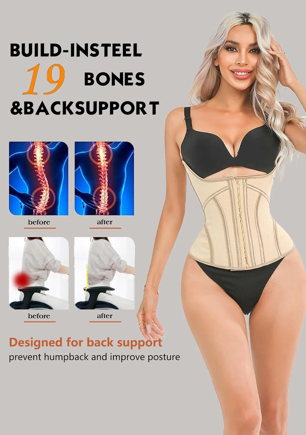 Waist Trainer Corset for Women Faja Body Shaper Latex Underbust Waist Cincher for Belly Fat Tummy Control