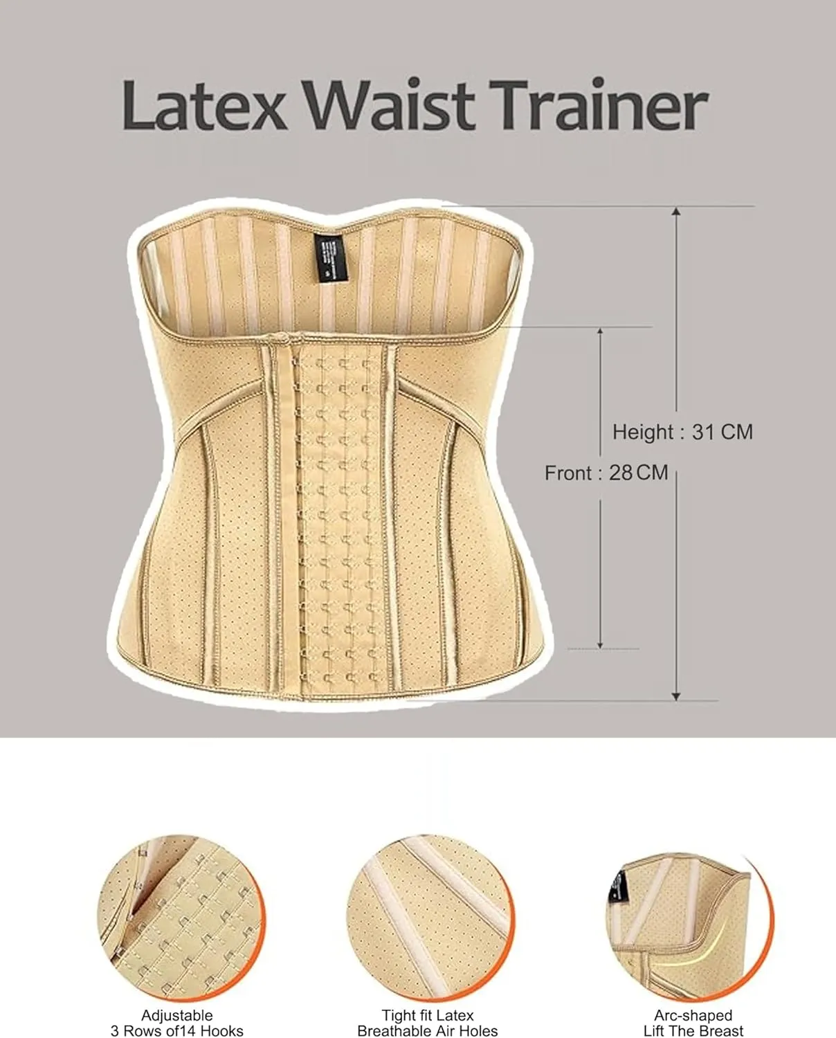 Waist Trainer Corset for Women Faja Body Shaper Latex Underbust Waist Cincher for Belly Fat Tummy Control